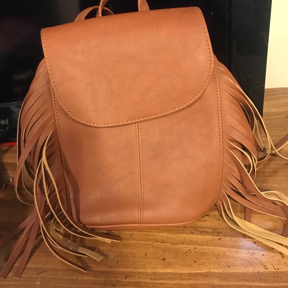 Brown leather backpack